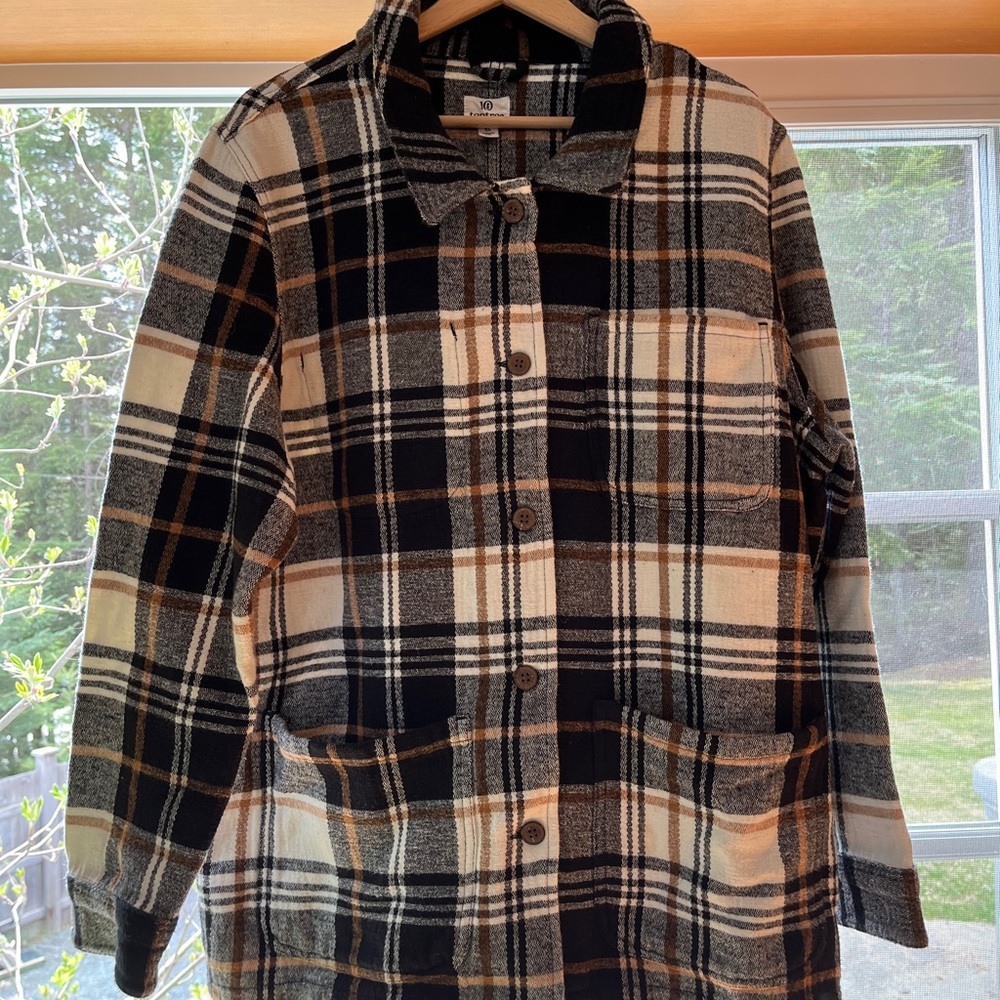 Tentree Plaid Organic Cotton Women's Jacket - Black and Tan